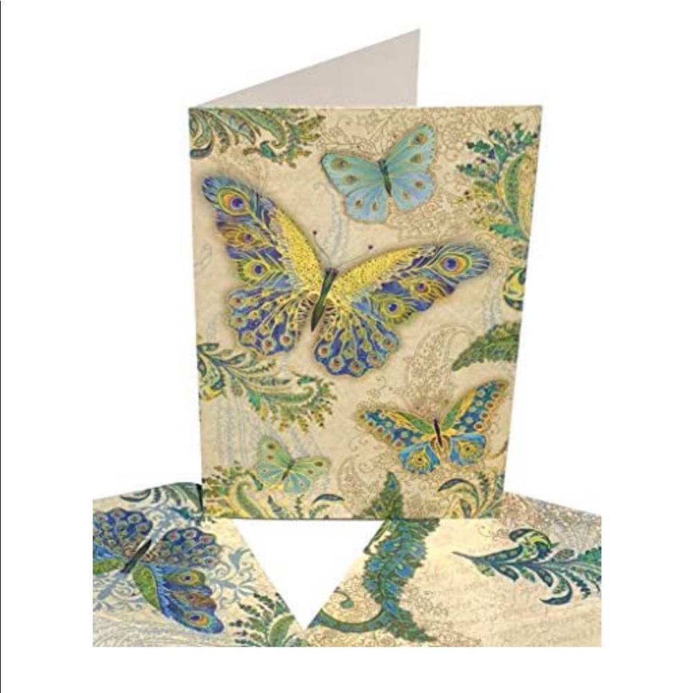 Punch Studio Single (1) Collectors Peacock Butterfly Blank Card & Env (97660) - Picture 2 of 4